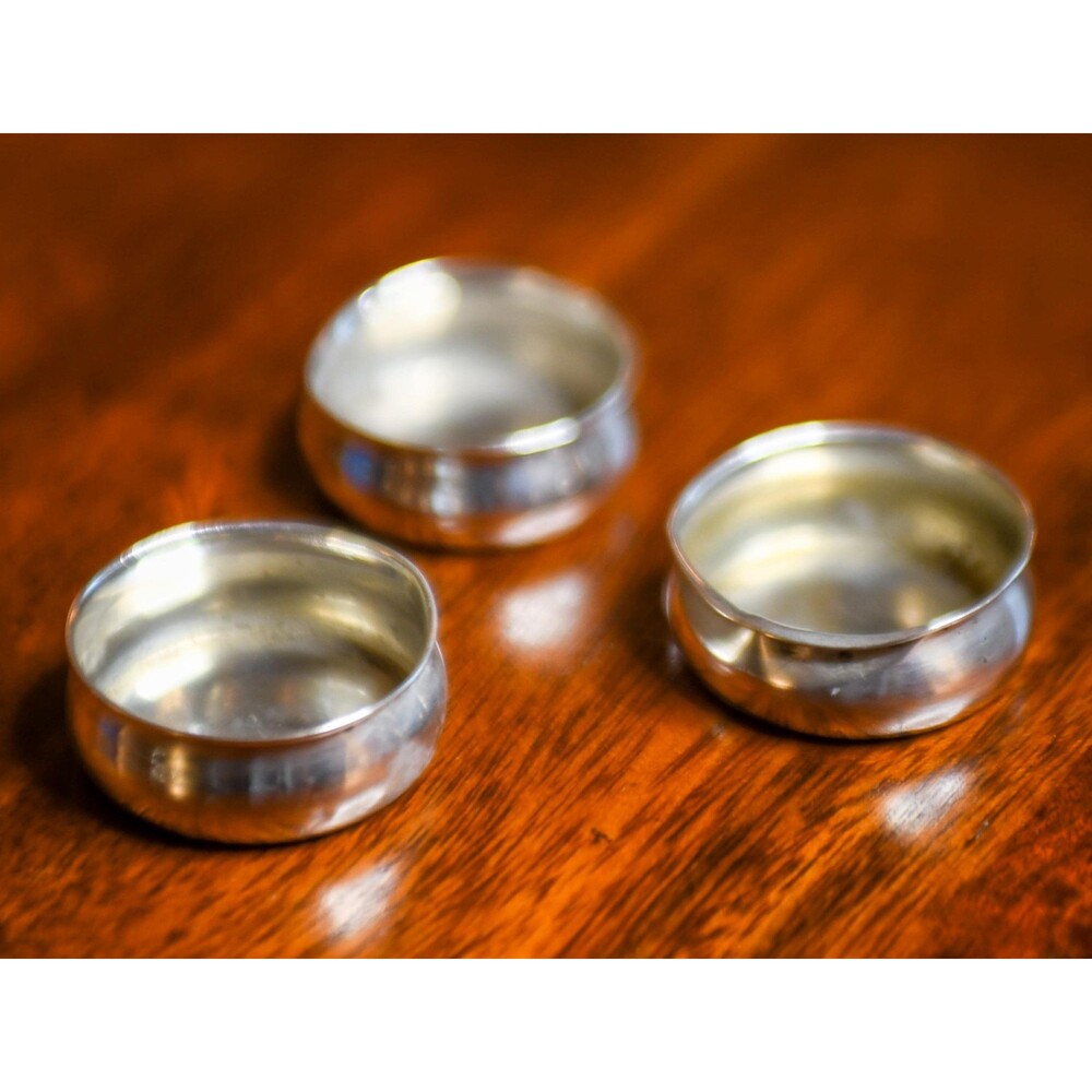 Set of 3 Antique Sterling Silver Salt Cellars — Marked N&H — Early 20th Century
